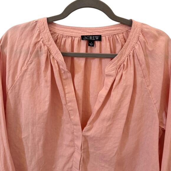 J. CREW Linen Cabana Long Sleeve Top in "Peach Clay" Pink Size Small - Picture 6 of 12